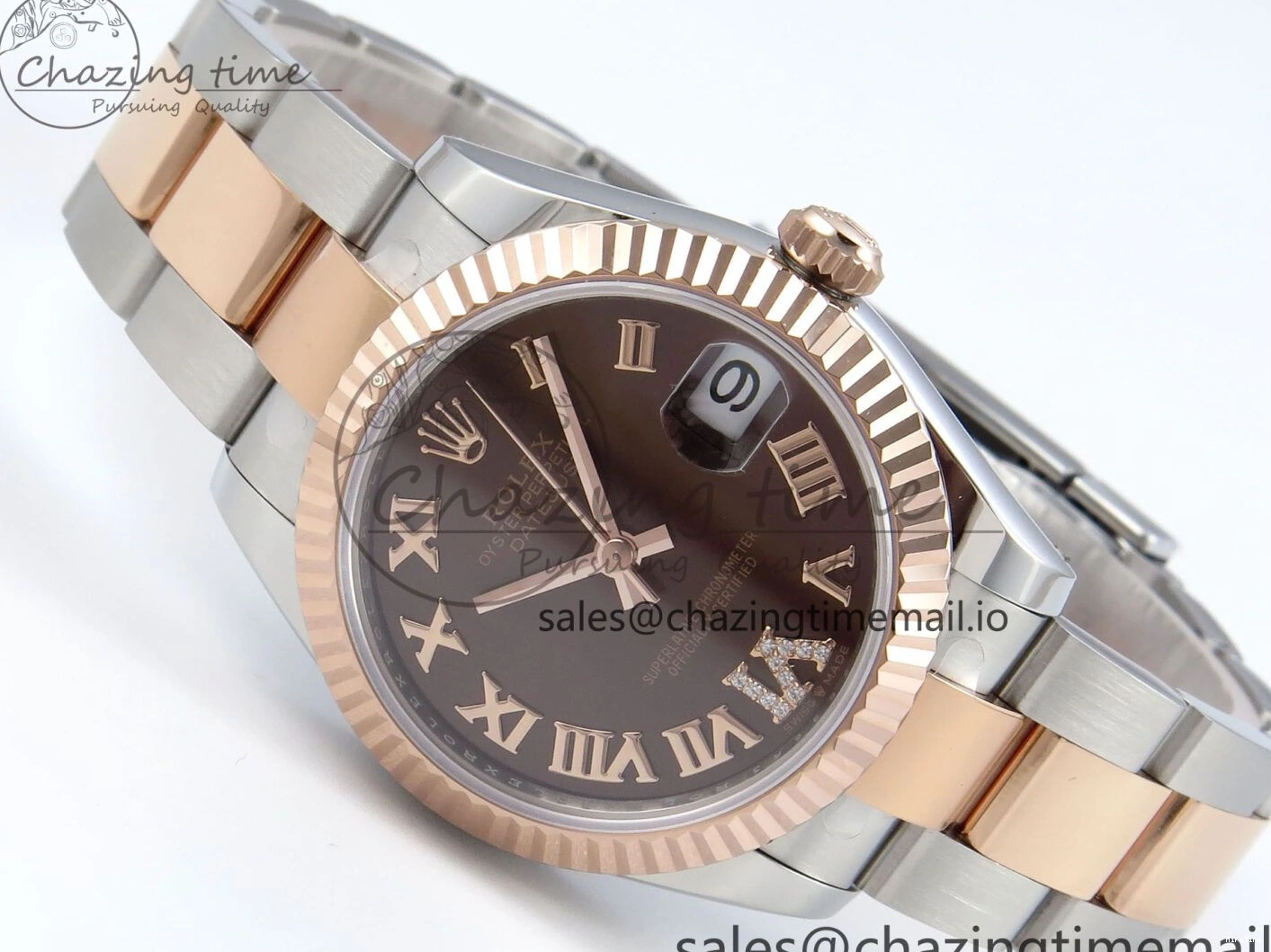 MiroTime 0504 DateJust 31 278271 ARF 1:1 Best Edition 904L Steel Brown Roman Diamonds Dial on SS RG Oyster Bracelet ETA SmartChoice 520
